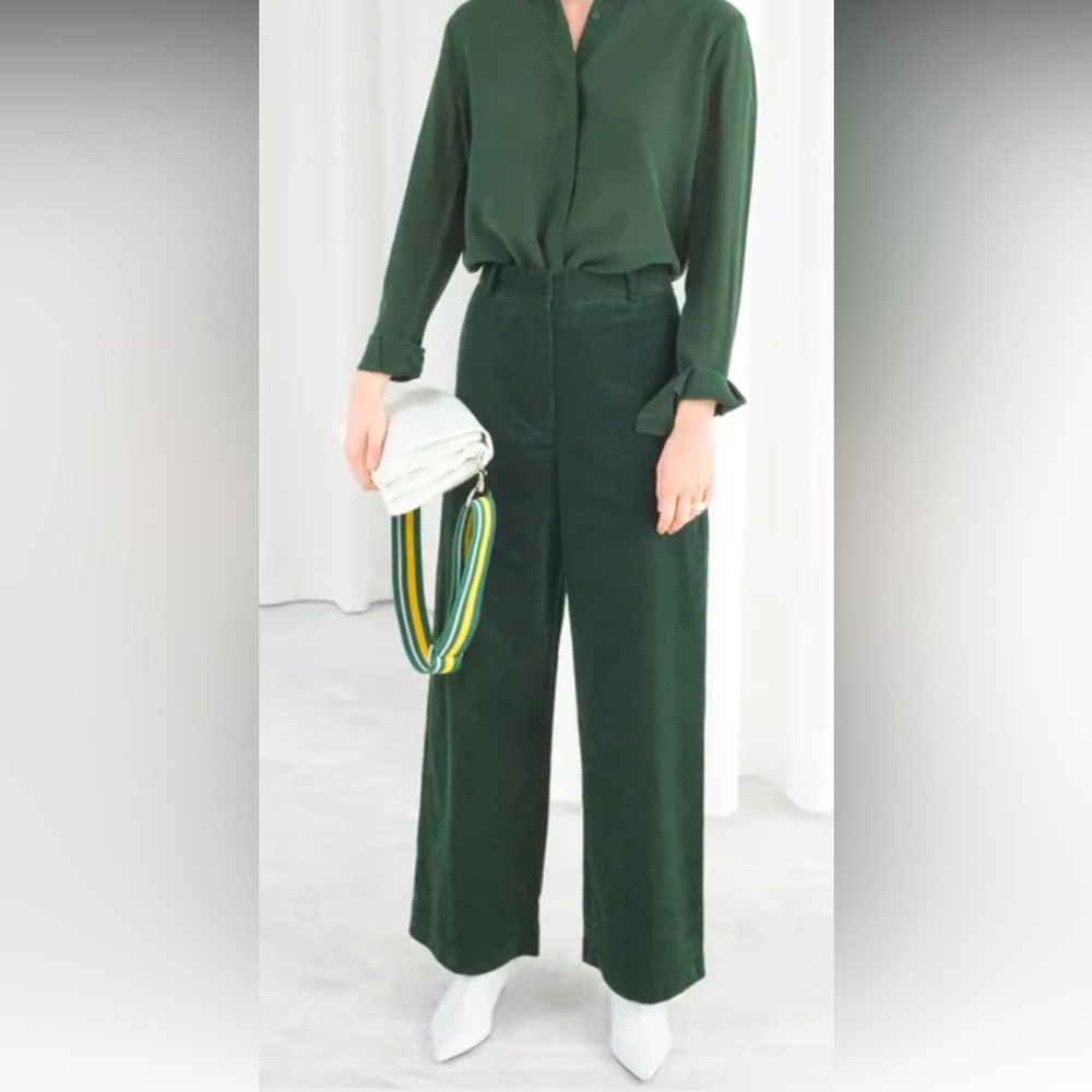 NWT & Other Stories Green Silk Pant - Size 34